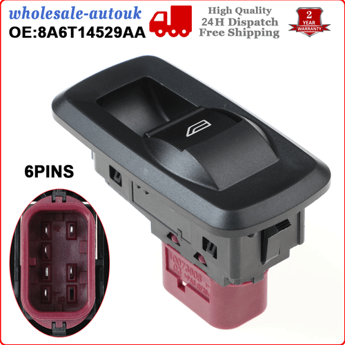 FOR FORD FIESTA MK7 2009 - 2012 FRONT DOOR PASSENGER SIDE WINDOW CONTROL SWITCH - Picture 2 of 9