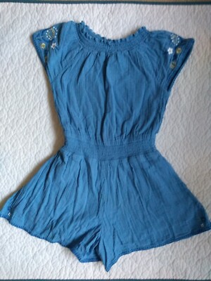 MINI BODEN girls jumpsuit playsuit all in one age 5-6 cotton blue