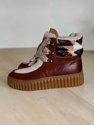 🌻NUEVOS con caja Botines Sam Edelman Fay Sherpa Cuero Marrón Patchwork Suela Talla 7 - Imagen 1 de 4