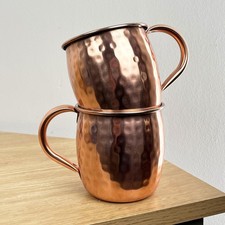 Moscow Mule Copper Mugs Set of 2 Cocktail Cups Cold Drink Glasses Novelty Bar
