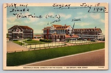 Vintage Linen Postcard Peninsula House Sea Bright NJ 1943 White Border
