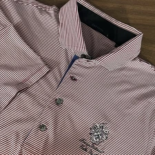 Greyson Golf Polo Mens Large Striped Red Trump National Colts Neck Shirt EUC