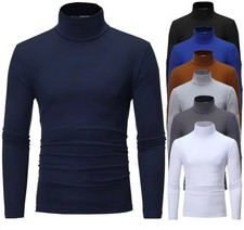 Mens Turtleneck Long Sleeve Shirt - Winter Pullover Sweater for Men
