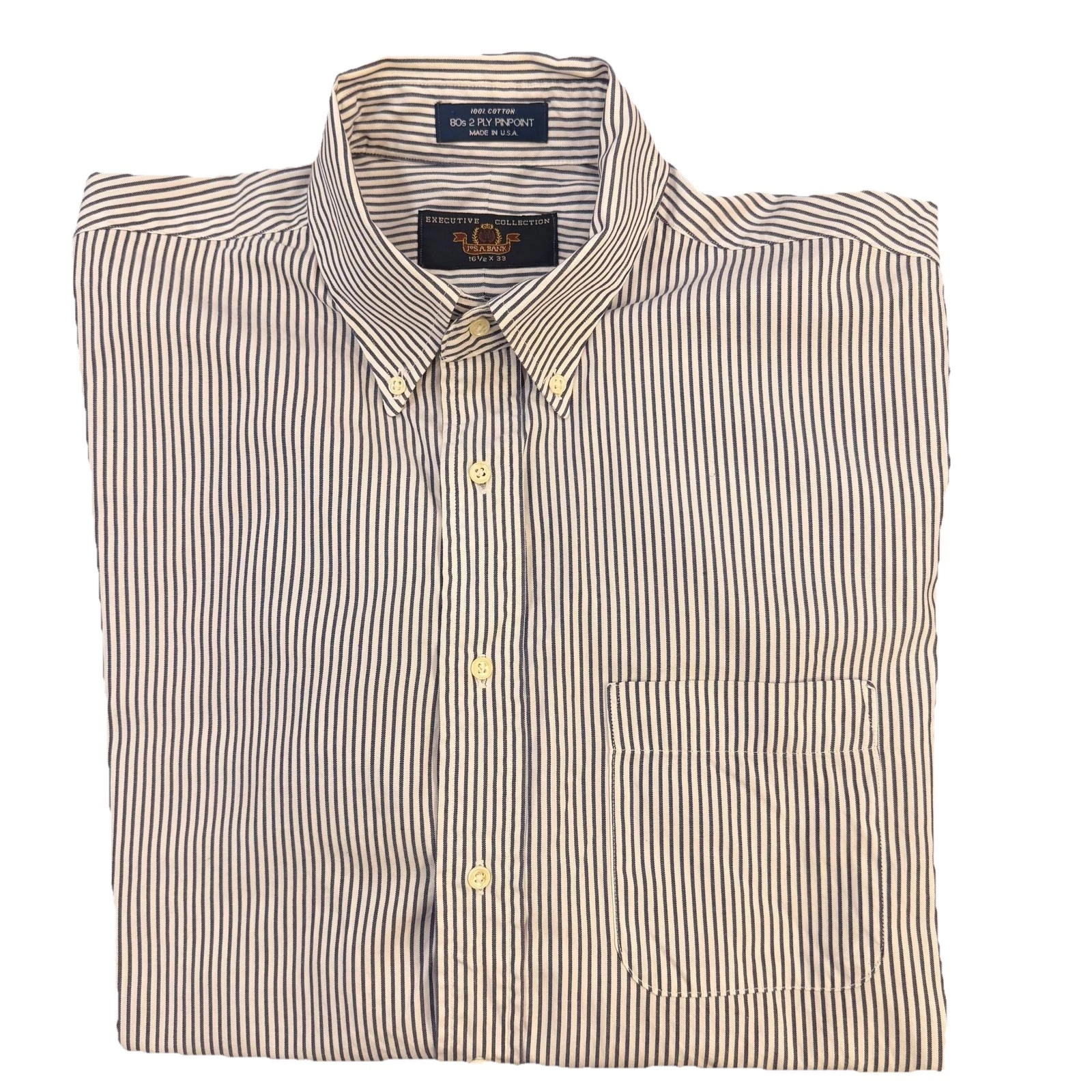 VTG Jos. A. Bank Executive Collection Mens 17.5X33 Striped Made in USA Shirt