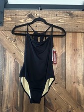 NWT Black Dance Jozette Mirella Multi Loop Back Leotard Adult MJ7145