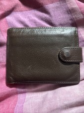 Brown Leather Trifold Wallet ID Card Holder Coin Holder SIM Card Pocket