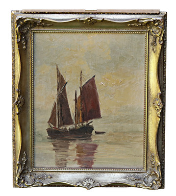 Geo Furst   Marine mit Fischerbooten   Öl auf Leinwand, signiert, Rahmen