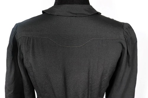 Rare Vintage 1920's-1930's French Black Silk Crepe Dress Size 2-4 Ex Condition - Picture 5 of 5