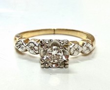 Vintage 14k Yellow Gold 0.25ct Solitaire Diamond Engagement Wedding Ring SZ 5.5