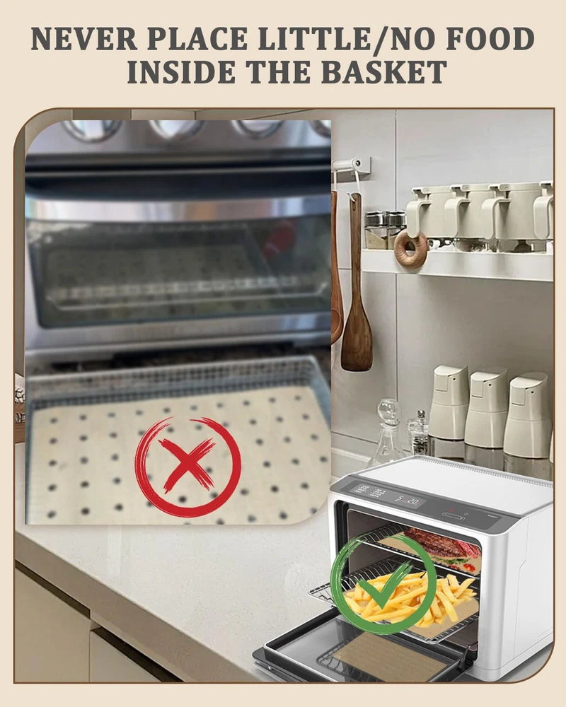 Disposable Perforated Rectangular Air Fryer Liners Parchment Paper Non-Stick Baking Sheet