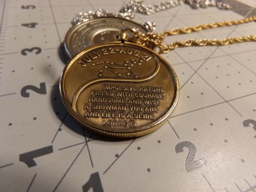 2 Leo Zodiac Sign Astrology Horoscope Pendant Necklaces.  1 Lorac, 1 unsigned - Picture 5 of 7
