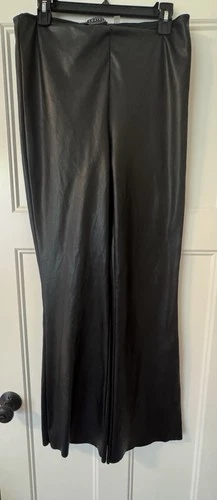 Bagatelle Pants Womens Black Leather Flare Leg 90s Moto Retro Vintage