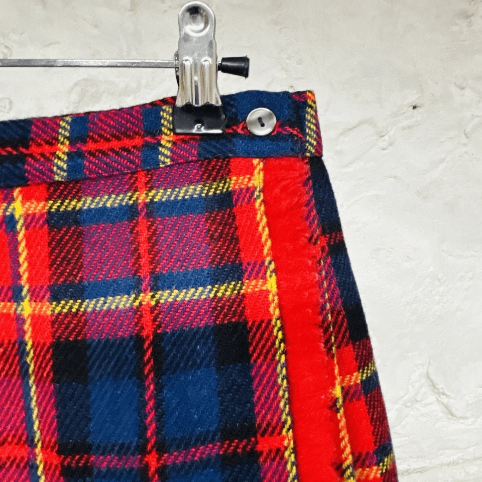 Falda envolvente plisada a cuadros vintage años 60 70 mezcla de lana franela colegiala disfraces Foto 3 de 4