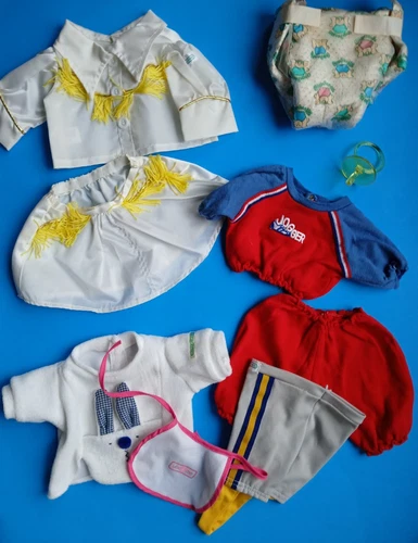 TLC Lot Vtg Cabbage Patch Doll Clothes Paci Bunny Top Diaper Cowgirl Outfit