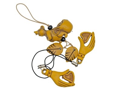 Lot 3 Japanese Resin Netsuke Phone Strap Charms Squirrel Love Hand Heart Beads