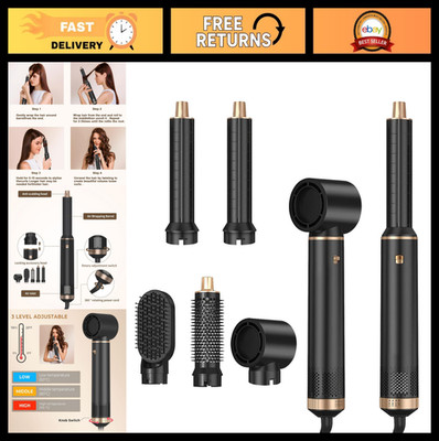 5-in-1 Hair Styler & Air Curler, Ionic Blow Dryer Brush for Curling & Straighten