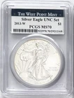 2013 W BURNISHED SILVER EAGLE W MINT MARK FROM ANNUAL DOLLAR COIN SET PCGS MS70