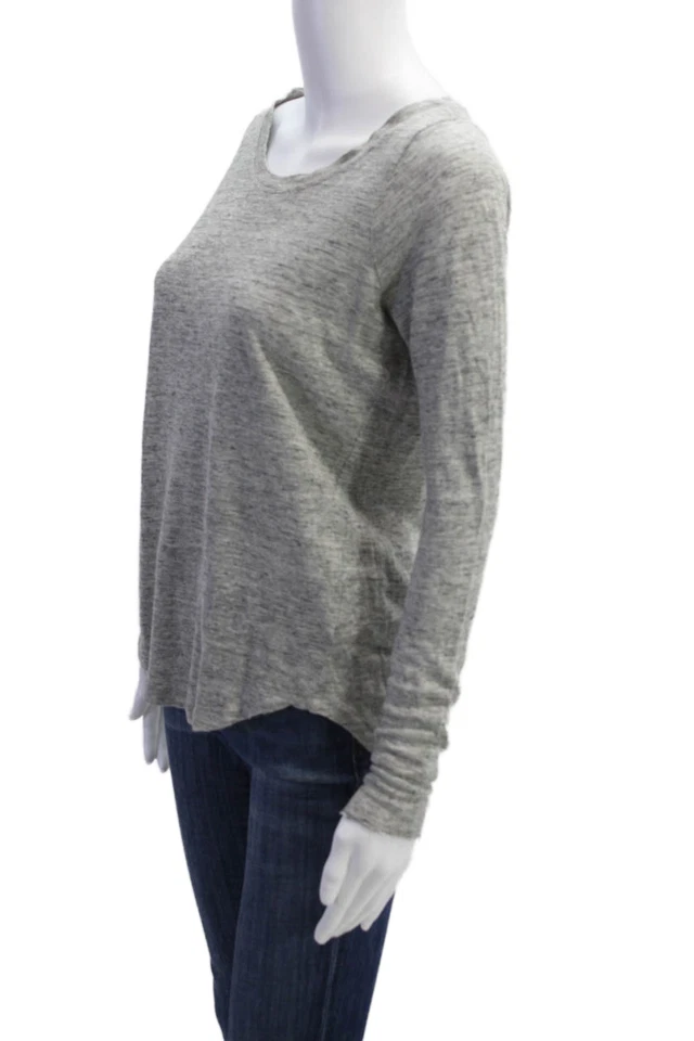Joes Jeans Womens Long Sleeve Scoop Neck Linen Tee Shirt Gray Size Medium - Image 2 of 4