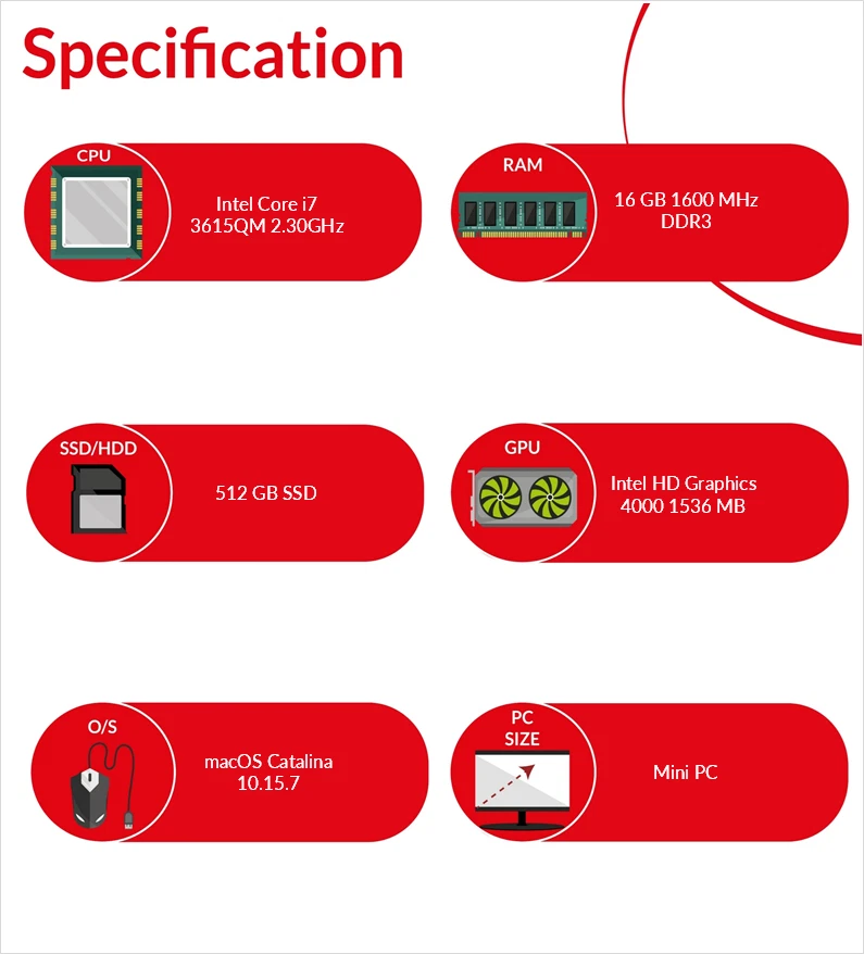 Apple Mac Mini 6 A1347 macOS Catalina Intel i7 3615QM 16GB RAM 512GB SSD WiFi - Image 4 of 4