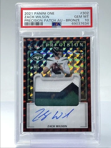 ZACH WILSON 2021 PANINI ONE PRECISION RPA ROOKIE BRONZE AUTO /20 PSA 10 Q5159