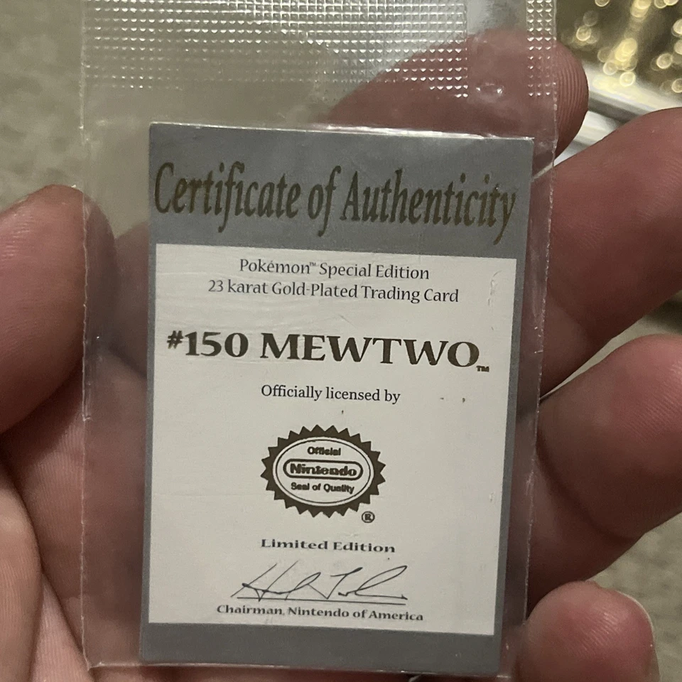 Tarjeta Burger King 1999 Pokemon MEWTWO 23k chapada en oro con certificado de auténtica Foto 4 de 4