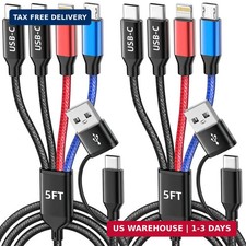 4 in 2 Multi Charging Cable, USBA/C Charging Cords for Multiple Devices