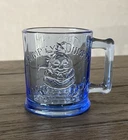 Vtg Blue Depression Glass Cup Mug Tom Tom The Pipers Son & Humpty Dumpy 8 fl oz