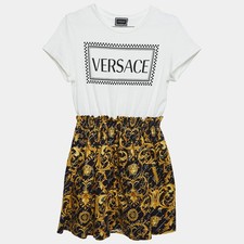 Versace WhiteBlack Baroque Print Cotton TShirt Dress 12 Yrs
