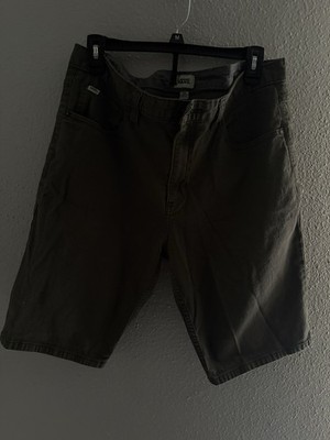 VANS Men's Olive Cotton Casual Shorts Button Closure Flat Front 5-Pocket Design
