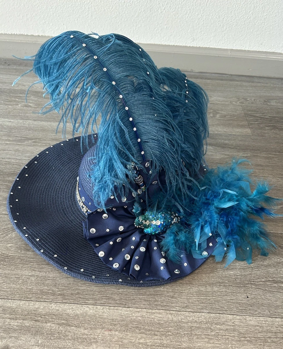 Blue Straw Bowler Hat for Women for sale | eBay display picture 3