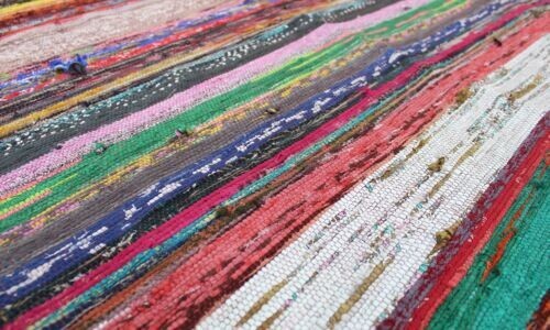 Indian Handmade Chindi Rug living Room Floor Rag Rug Yoga Mat Vintage 2x4 ft - Picture 3 of 9