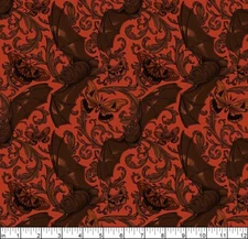 Free Spirit - Mystic Moonlight - Bat & Moth - Orange, Fabric by the Yard