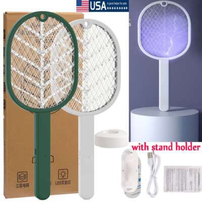 USB Rechargeable Handheld Mosquito Fly Swatter Bug Zapper Insect Killer Racket