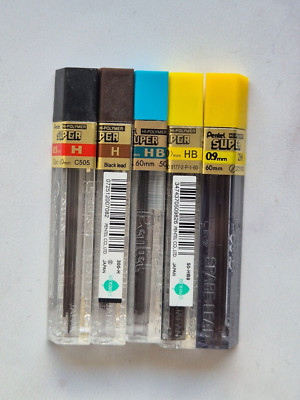 Menge 5x Original Pentel Bleistift Ersatzminen: HB0,7 / H0,5 / HB0,9 / 2H0,9 / H0,3