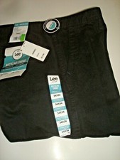 Men's Chino Pants Black Size 34 X 34 Lee Flat Front NEW