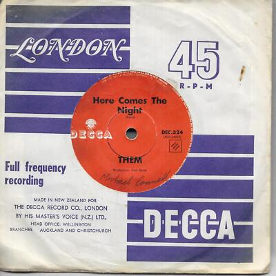 Them Here Comes The Night New Zealand 45 7'' single +All For Myself