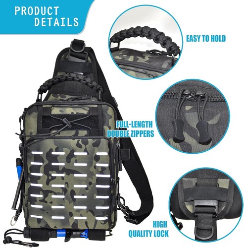 Fishing Backpack Bag Shoulder Sling Bag Tackle Storage Fishing Bag with Rod Hold - Picture 2 of 15