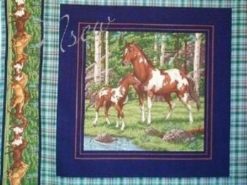 Quilt Pattern Colt Horses Stallions Cotton Fabric Colts Mares Pillow Panels Quilt Top ...