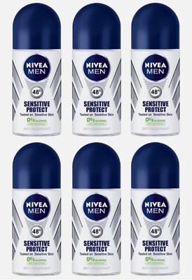 6x Nivea Sensitive Protect Anti-perspirant Deodorant Roll On for Men 6x 50ml