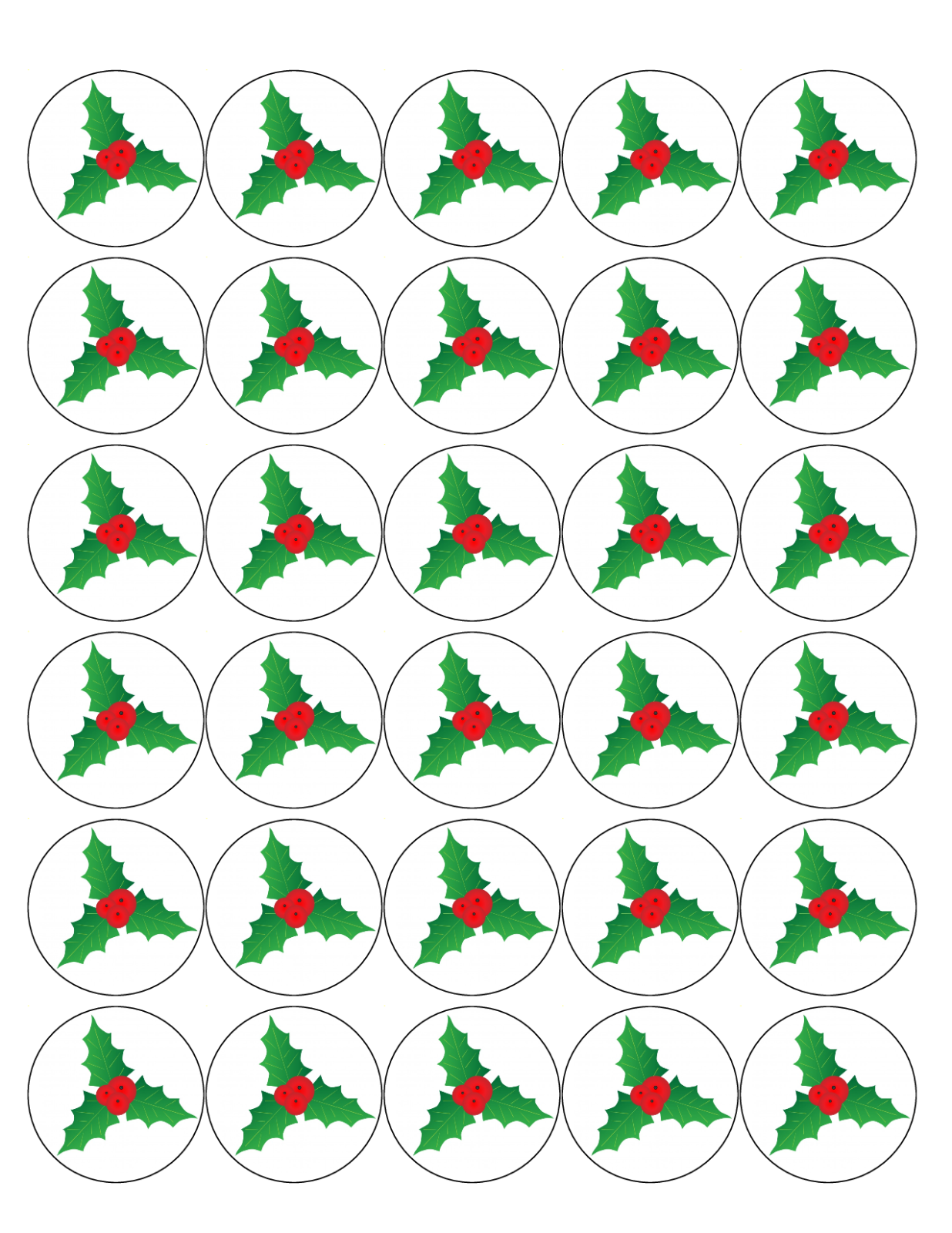 30x HOLLY & BERRY LEAVES CHRISTMAS EDIBLE FAIRY CUPCAKE TOPPERS XMAS BERRIES D1