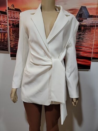 Style Mafia Women's Size M Off White Tie Front Jacket Blazer #CB8 - Picture 1 of 12