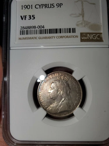 Cyprus 1901 9 Piastres Low Mint NGC VF