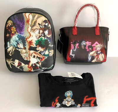 MHA Battle Mini Backpack, League Of Villains Mini Satchel Bag & T-Shirt Set