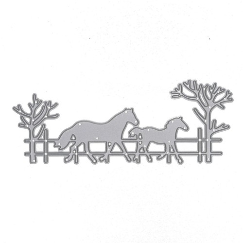 Horse & Foal, Fence Trees Metal Cutting Die, Card Making, Paper Crafts, A3 - Picture 2 of 7
