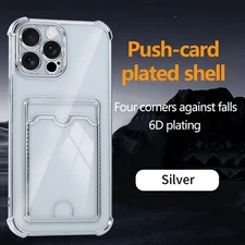 Shockproof Electroplated Card Holder Case for iPhone 16 Pro Max/16e/15/14/13/7