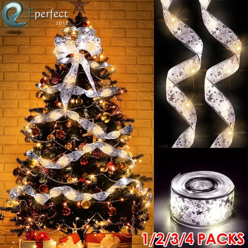 1-4PCS Christmas Ribbon Fairy Light 40 LED Battery Operated Indoor Outdoor Decor