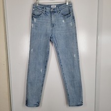 Pistola Women's 27 Presley High Rise Relaxed Rolled Distressed Jeans Light Blue
