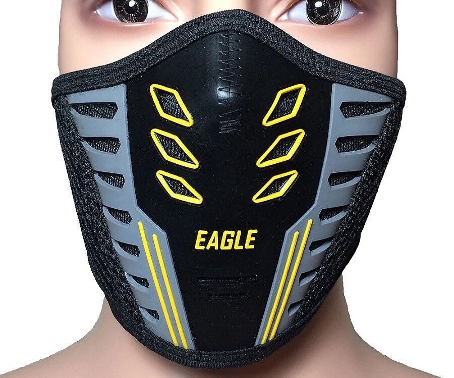 Half Face Cover Air Flow Balaclava Protection Filter Rubber Adjustable Mask YLLW