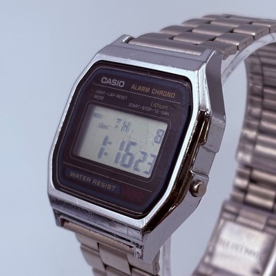 時計 Casio a158w old Casio 593 A158W Watch Unisex33mm Silver Tone Chronograph Day Date