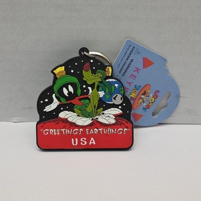 Marvin The Martian Looney Tunes Keychain 1996 Monogram Greetings Earthling USA